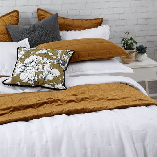 MM Linen - Meeka - Quilted Comforter Set - Large / Eurocase Set - Chestnut